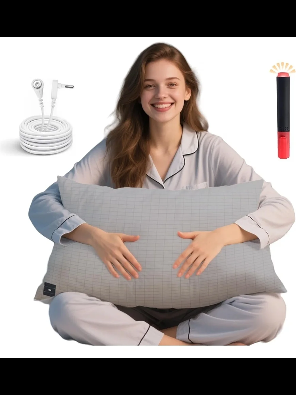 Ali King Grounding Pillowcase, 5% Conductive Silver + 95% Soft Cotton Queen Size